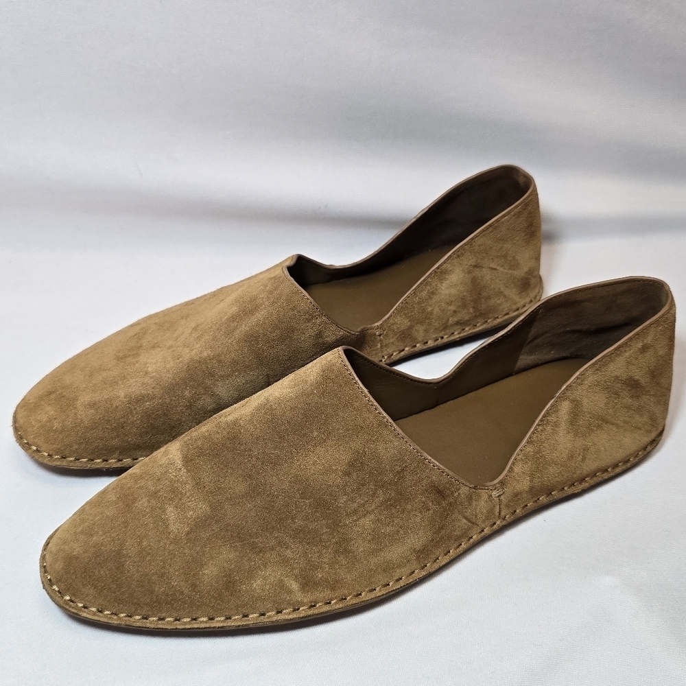 Vince. Finola Brown Suede D'Orsay Flat Shoes Slip On Almond Toe Classic, sz 9.5